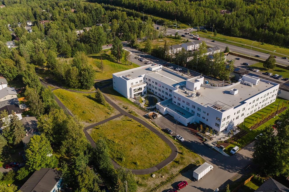 Aerial view of Baxter Senior Living in Anchorage, Alaska